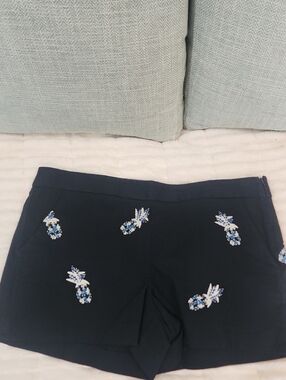 LOFT Navy Embellished Pineapple Jean Shorts